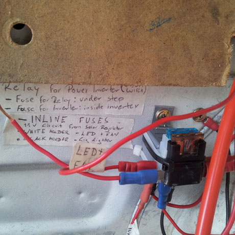 This relay was run in series with the first inverter and was triggered from the dashboard.